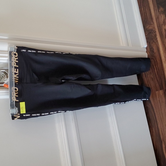 Nike Pro Full Length Training Gold and Black Leggings - Picture 5 of 6